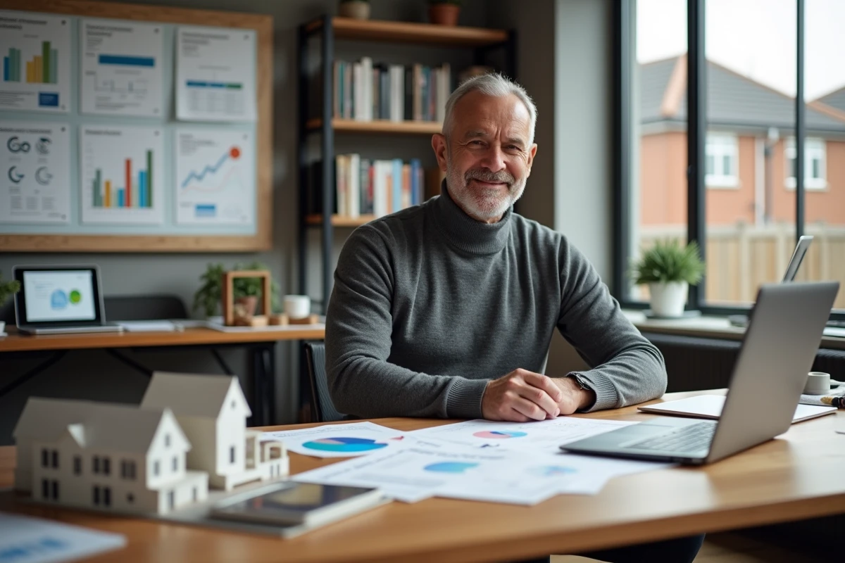 Architecte analysant des rapports sur les tendances et nouveautés du marché immobilier dans son bureau
